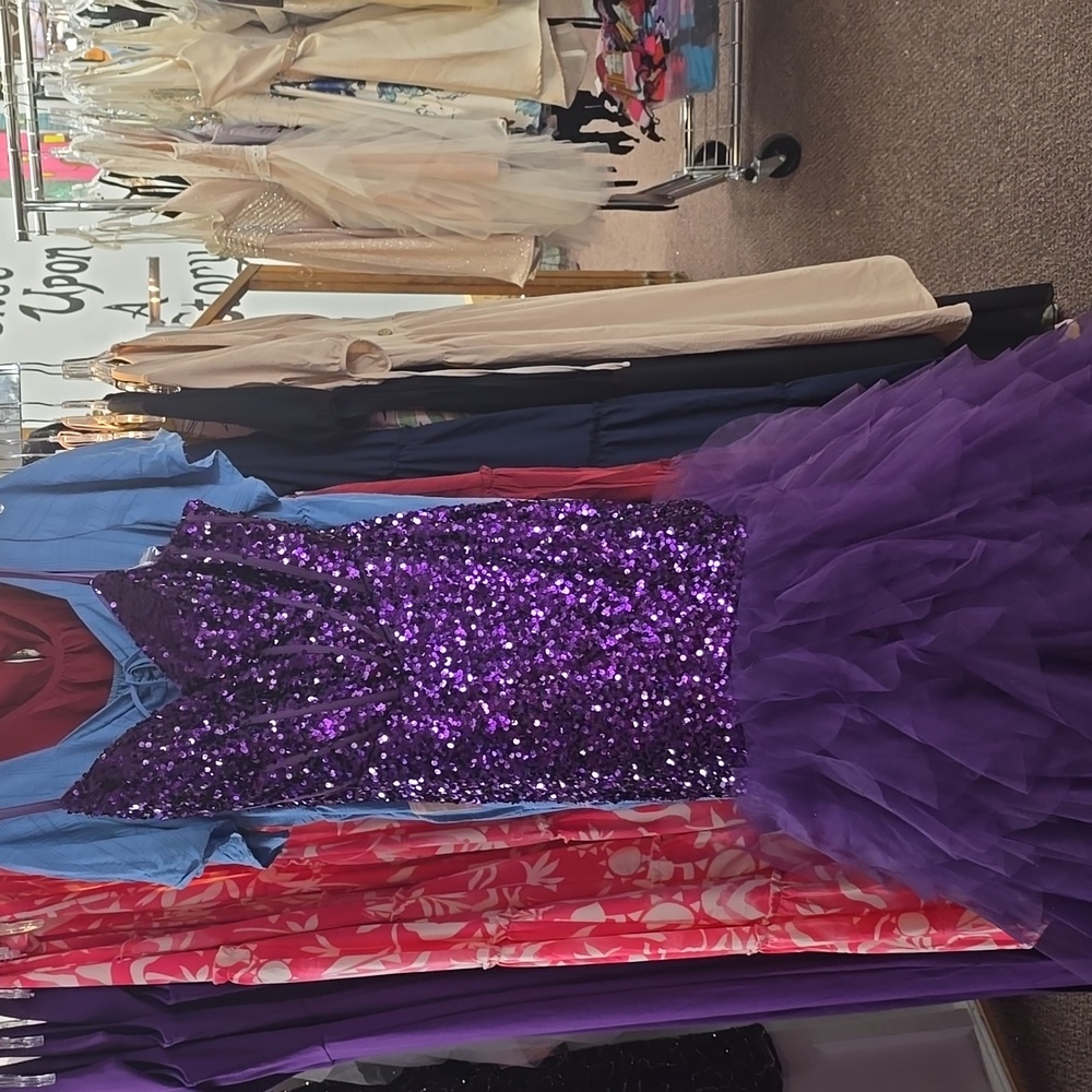 Purple Sequined Prom Dress
